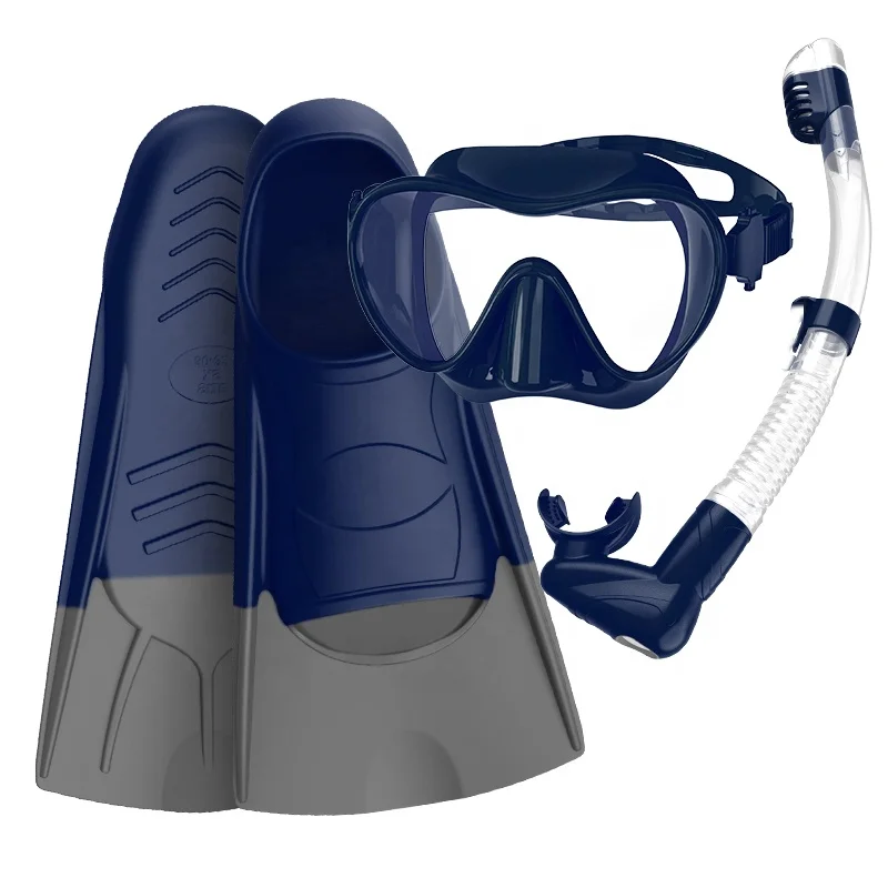 Children Mask Fin Snorkel Set Snorkeling Gear Mask Silicone Swimming Kids Flippers Dry Snorkel Tube Diving Masks Adults Supplier
