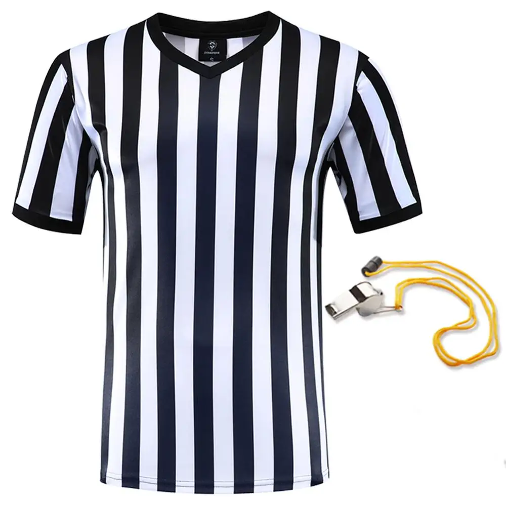 Professional Football Referee Uniform Custom Soccer Shirts Adult Black White Soccer Referee Jerseys Training Clothes