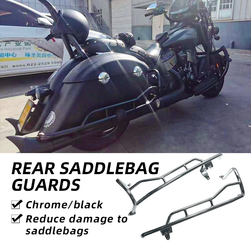 Motocycle  Accessories Gloss Black Rear Saddlebag Guards Rail  Crash Bar Bumper For 14 UP Indian Circle bar Guards Rail