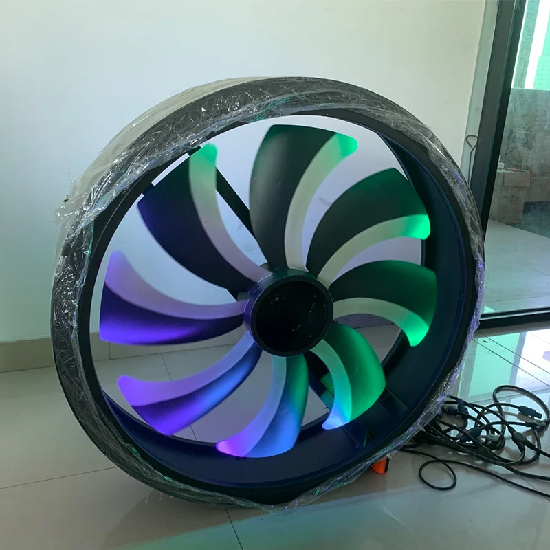 60CM 80CM 1CM LED rgb full-color racing fan lamp DMX512 retro industrial fan light Colorful background atmosphere light
