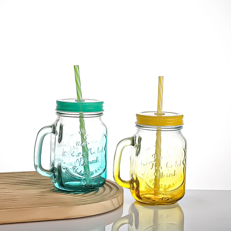 16oz Colorful Square Glass Mason Jar with Classic Design BPA Free and Eco-Friendly Bulk Buying Available for Party and Travel