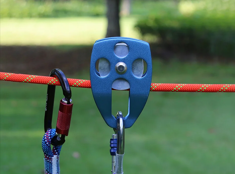 JENSAN Custom Aluminum Single Rescue Pulley for Rescue Industrial 28KN Round BELT Protection Height Work 121mm*83mm Welcom OEM