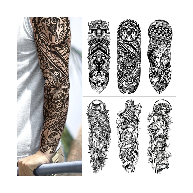 Factory Price New Design Large Size Full Arm Temporary Waterproof Tattoo Sticker For Man Sleeve Tattoos
