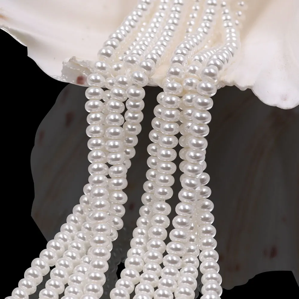 2x4mm Tiny Disc Shape Abacus Crystal White Pearl Swar Ovski Rondelle Glass Beads for Jewelry Bracelet Decoration Making