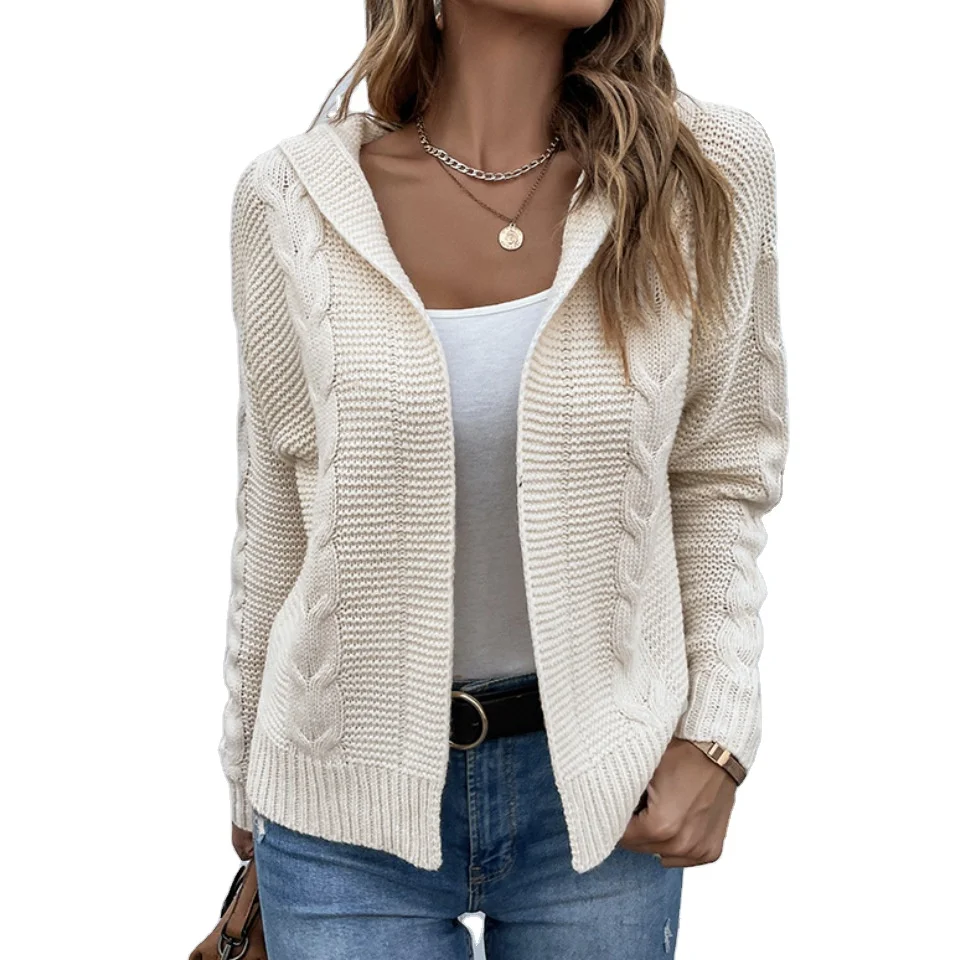 Женские однотонные Элегантные вязаные кардиганы с длинным рукавом грязные повседневные толстовки полной молнией для зимы