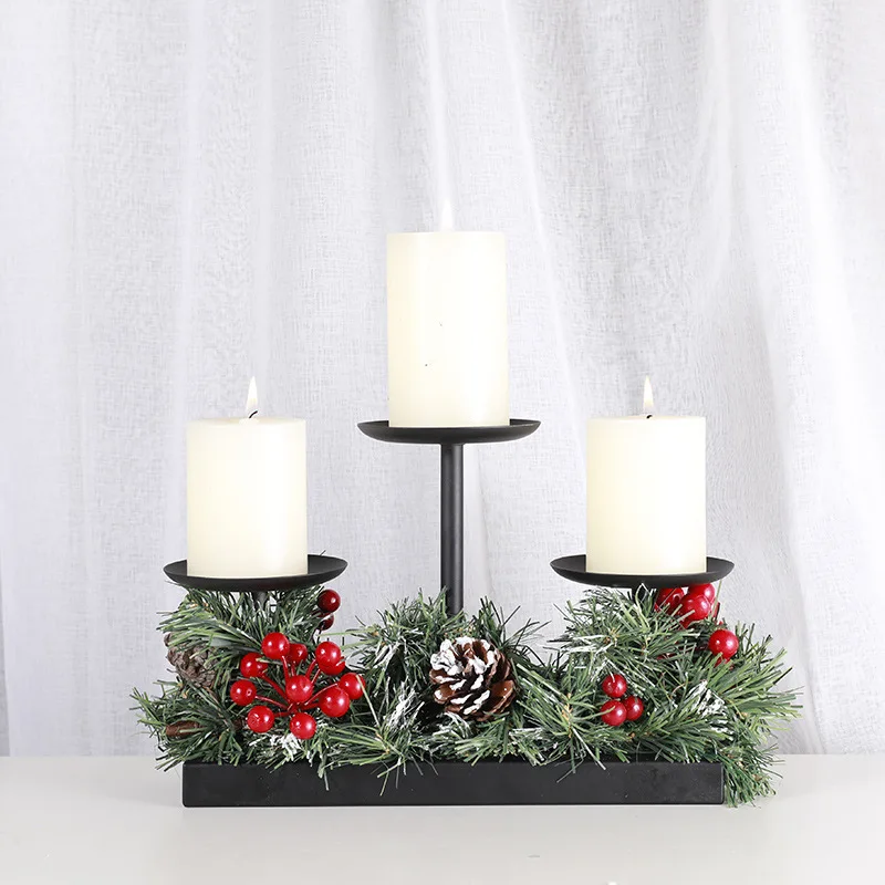Vintage Christmas Candle holder Metal Candle stick Candlestick table centerpiece Iron Candle Stand