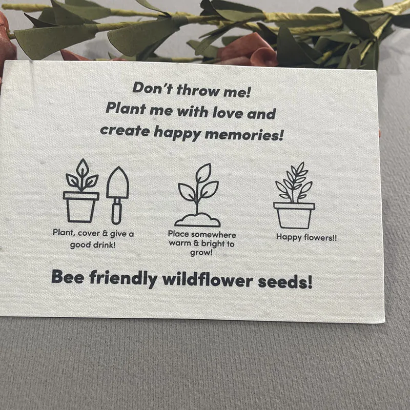 Biodegradable Handmade Paper Thank You Greeting Cards Wholesale Able Planting Flower Seeds Paper Cards With Custom Print Logo