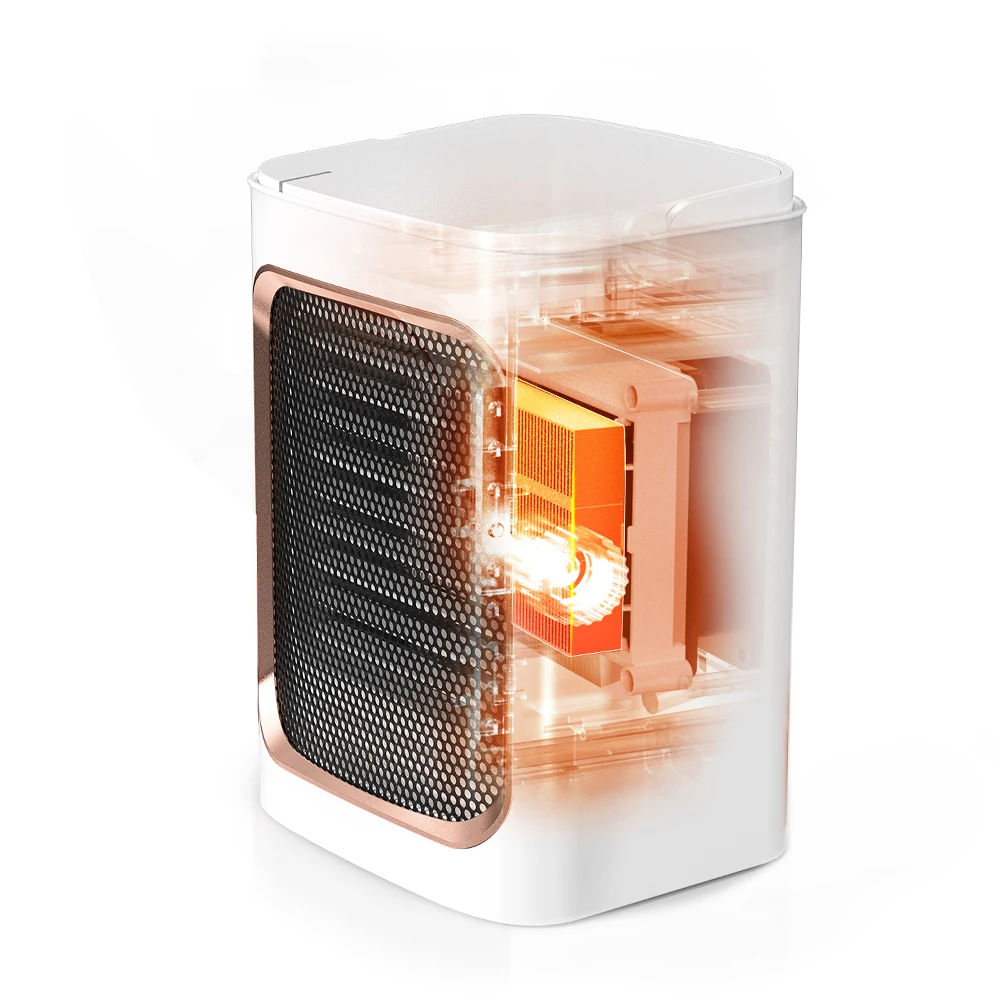 1000W Winter Small PTC Ceramic Personal Space Fan Heaters, Mini Desktop Handy Plug in Electric Heater