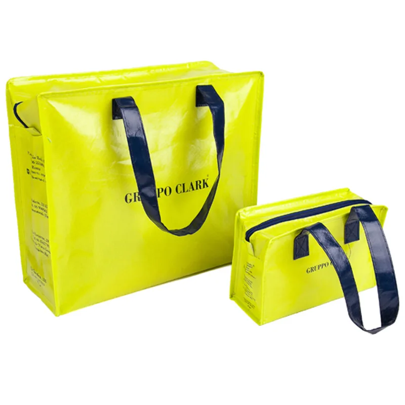 Factory hot sale hand zipper laminated reusable pp woven bag shopping