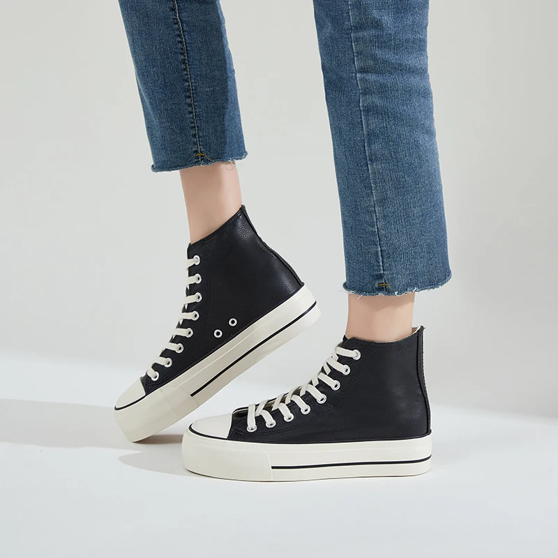 XRH Wholesale 4.1CM Women Custom Logo White Platform Sneakers Walking Style Tennis Woman Canvas Platform Shoes For Men