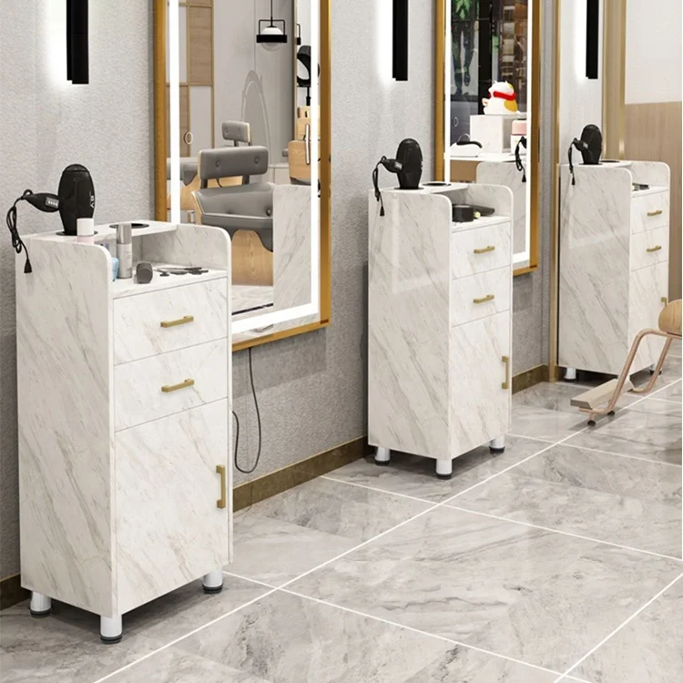 Hot sale barbershop salon furniture multifunction white storage tools cart luxury saloon equipments salon trolley
