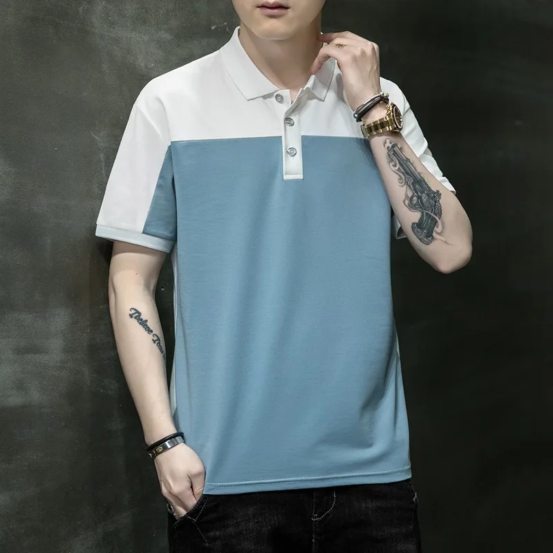 Liu Ming Spring Summer New 2024 Korean Fashion Men Casual Contrast Color Patchwork T Shirts