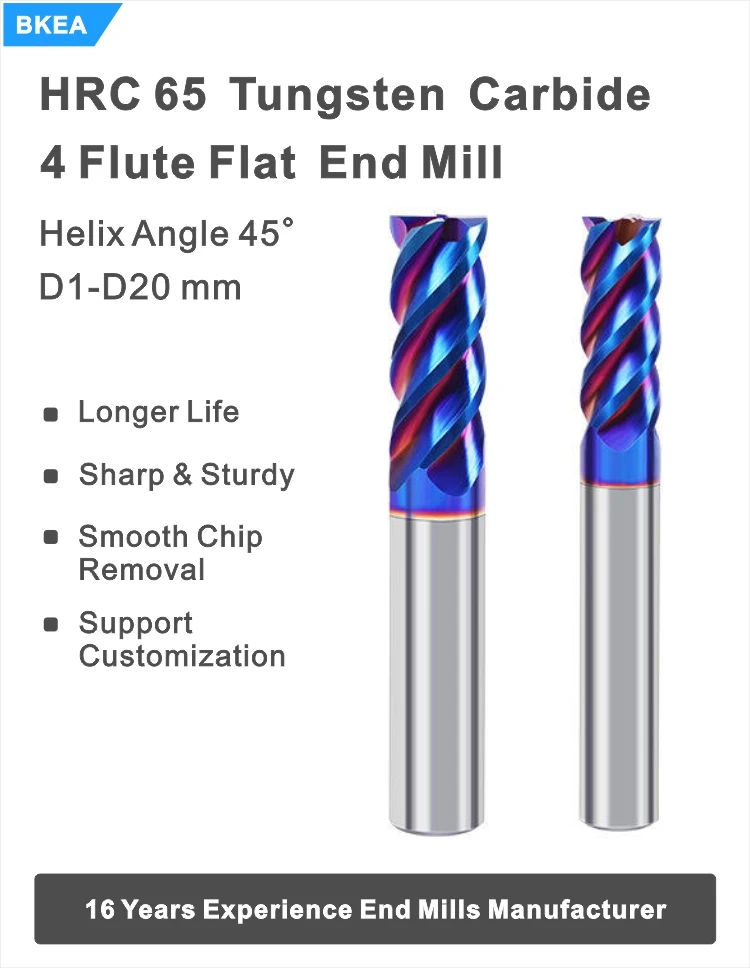 Milling Cuters Tungsten Carbide Flat End Mills 4 Flute Carbide Blue Nano Coated router bits rollers textile machinery tools