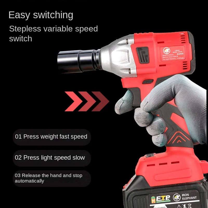 2024 New Large Torque 20V Electric Impact Wrench Stepless Variable Speed Switch Foreign Trade Wholesale