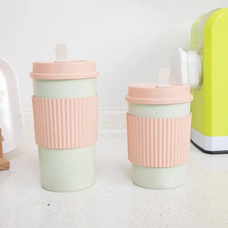 Eco-friendly reusable bamboo fiber tea coffee mug cup with handle for office and home wholesale price