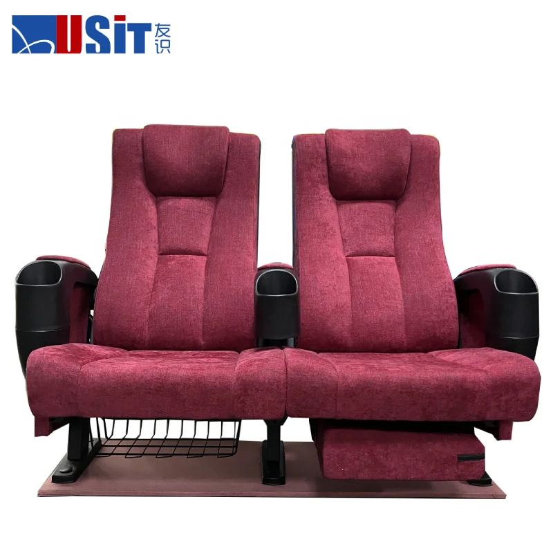 High Back Sliding Comfortable Movie Theater Seats Commercial Fireproof Fabric Theater Cinema Chair Furniture