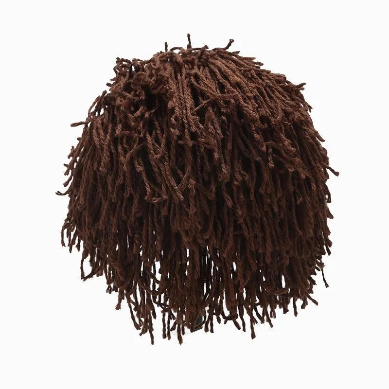 Wholesale Funny Wig Beard Hats Handmade Knitted Jamaican Rasta Beanie Hat with Dreadlocks Christmas Halloween for Men Women