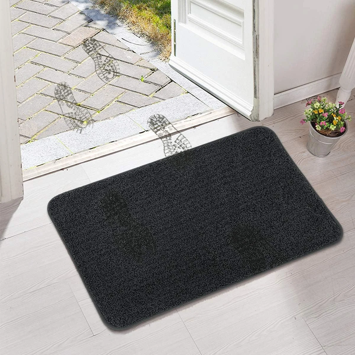 Dirt Trapper Indoor Door Mat & Entrance Rug for Wet Muddy Shoes and Pet Paws, Non-Slip Machine Washable