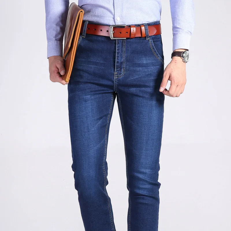 Custom Distressed Enzyme Wash Stonewashed Streetwear Hip Hop Y2K male slim fit Stacked Denim Men business pants skinny Jeans