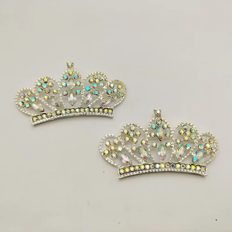 57x31MM Princess Crown AB Rhinestone Button Flat Backs Crystal Tiara Crowns for Bow Embellishment ALRMM042-2