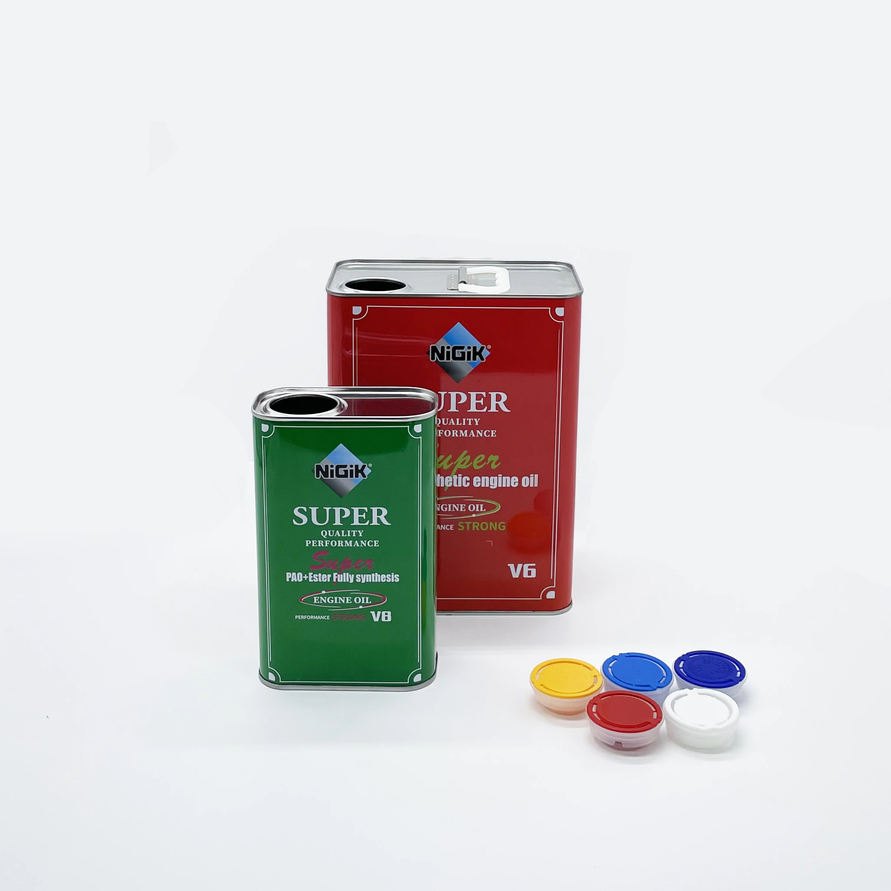 Square tinplate 1 liter 4 liters empty lubricant oil metal tin cans with plastic spout