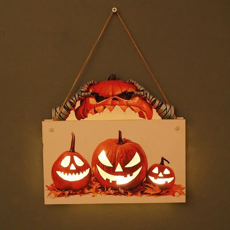 Halloween Door Sign Hanging Atmosphere Night Light Festival Wall Crafts Home Decoration Pendant