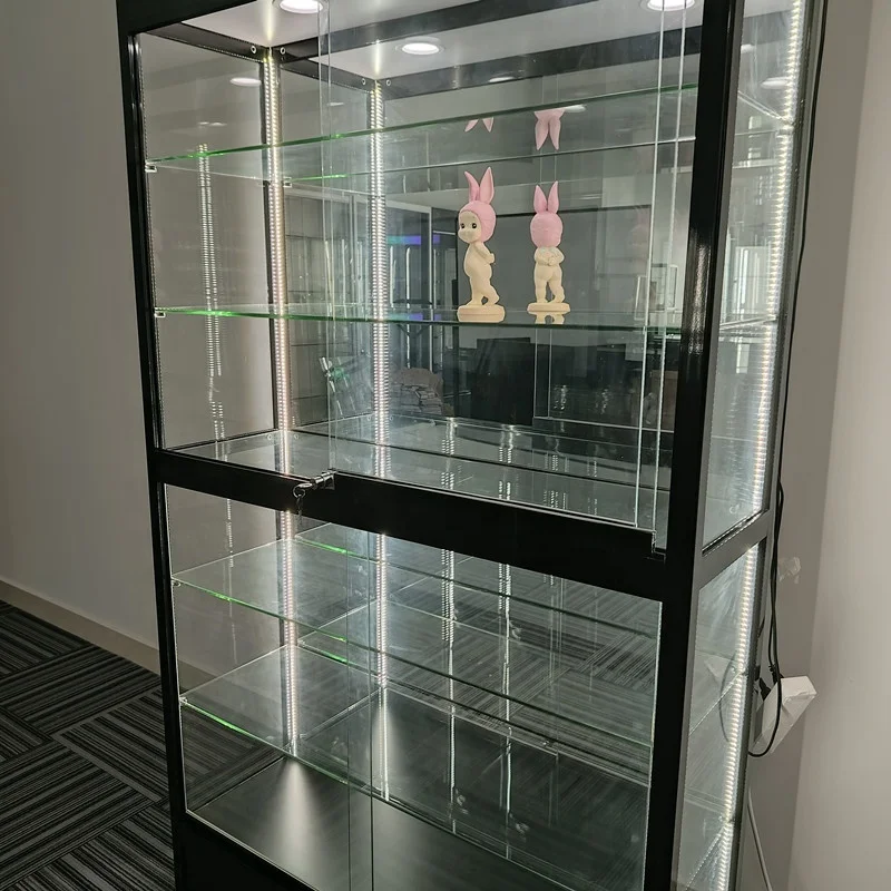 Aluminum Smoke Shop Display Counter LED Light Glass Showcase for Toy