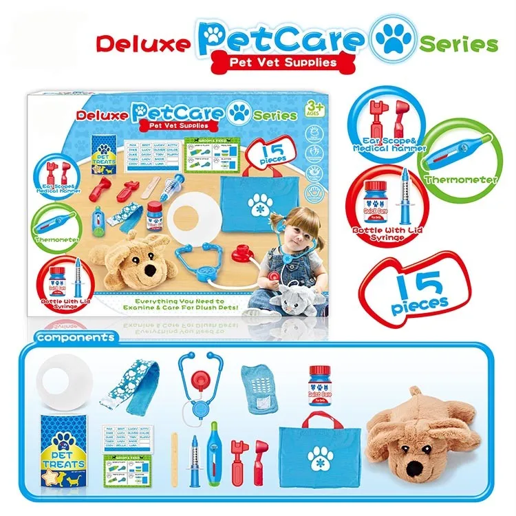 
18PCS doctor role play toy set plastic play house toy pet vet set pet doctor toy 