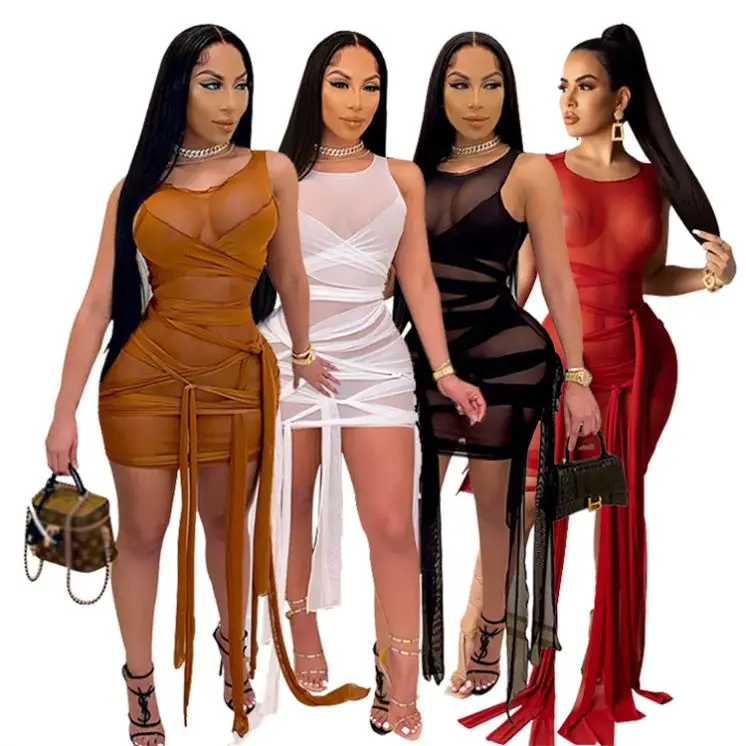 
 Лето 2021, оптовая продажа, платья без рукавов, Летние Элегантные бандажные сексуальные платья, Женские однотонные повседневные облегающие платья мини  Оптовая продажа, сексуальное модное Клубное платье без рукавов, короткие платья для вечеринок, женско