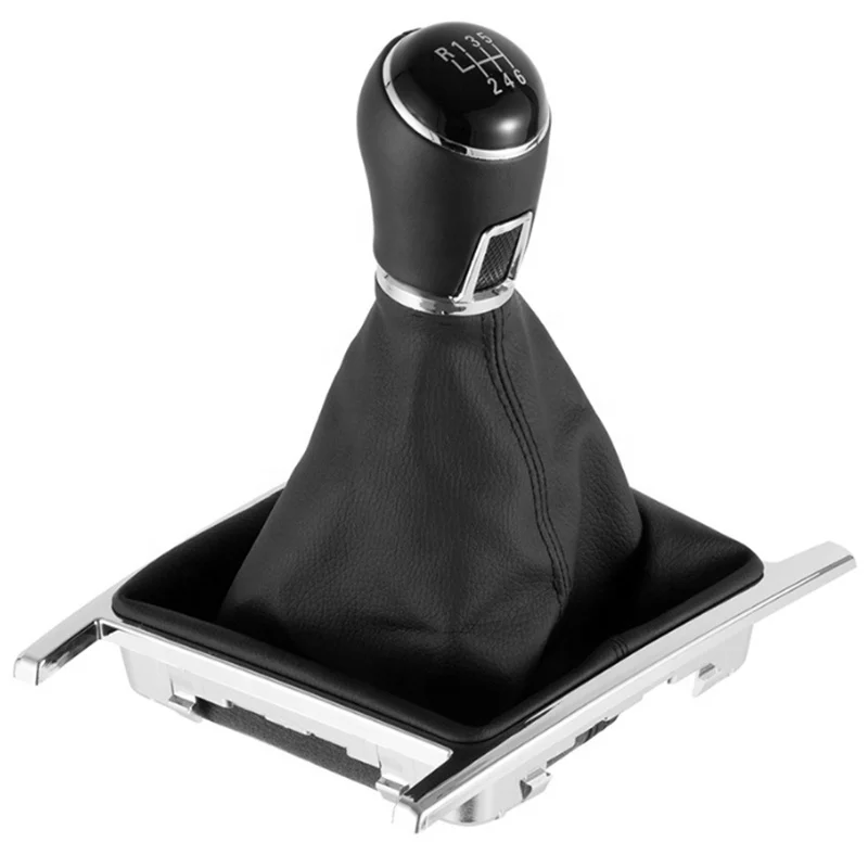 Black silver leather 5/6 speed dust cover Car gear shift knob Shifter Lever Handle For Vw Amarok 2010-2022