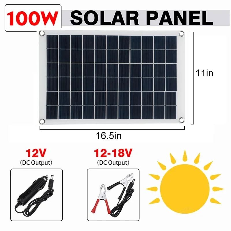 Hot Sale 100W Solar Cell Panel Kit USB18V/ 5V Outdoor Solar Panel with Controller