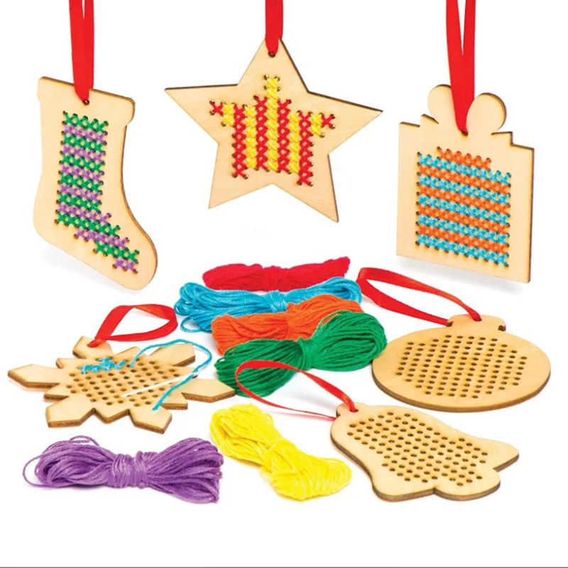 Manufacturer Wholesale Christmas Wooden Decoration Cross Stitch Kits handicraft gifts