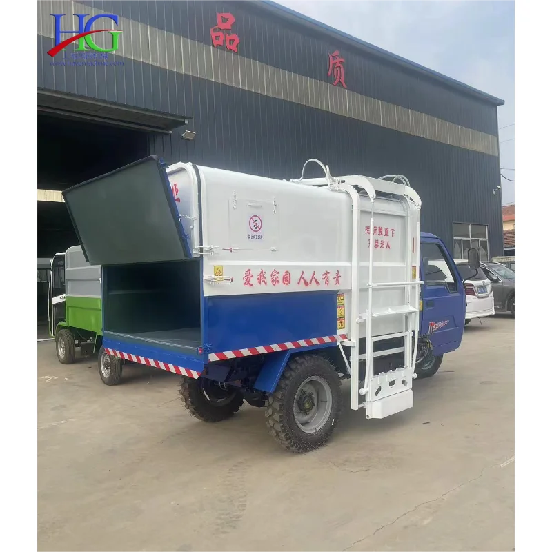 Diesel three-wheeled rubbish truck  Small diesel three-wheeled garbage transporter Bucket Garbage Truck