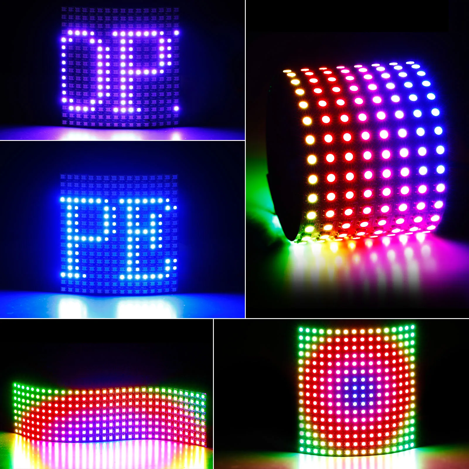 Full Color RGB Flexible Programmable LED Matrix Panel 8x32 256 Pixels Display Works with Raspberry pi or