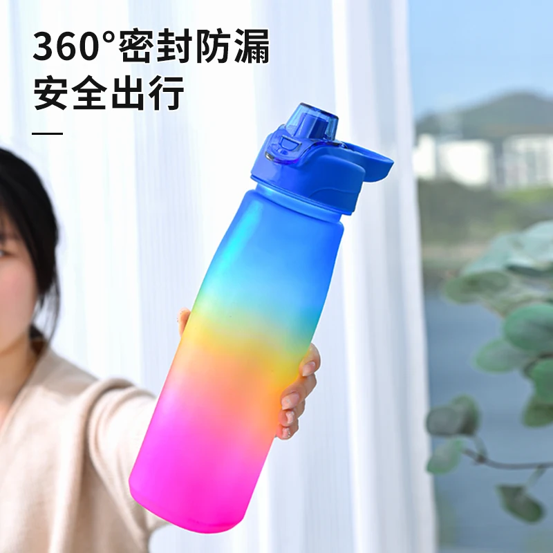 Hot Sale Plastic Bottle with Custom LOGO 1L  Large Motivational Measure Sports Water Bottle Handgrip Gym Water bottle