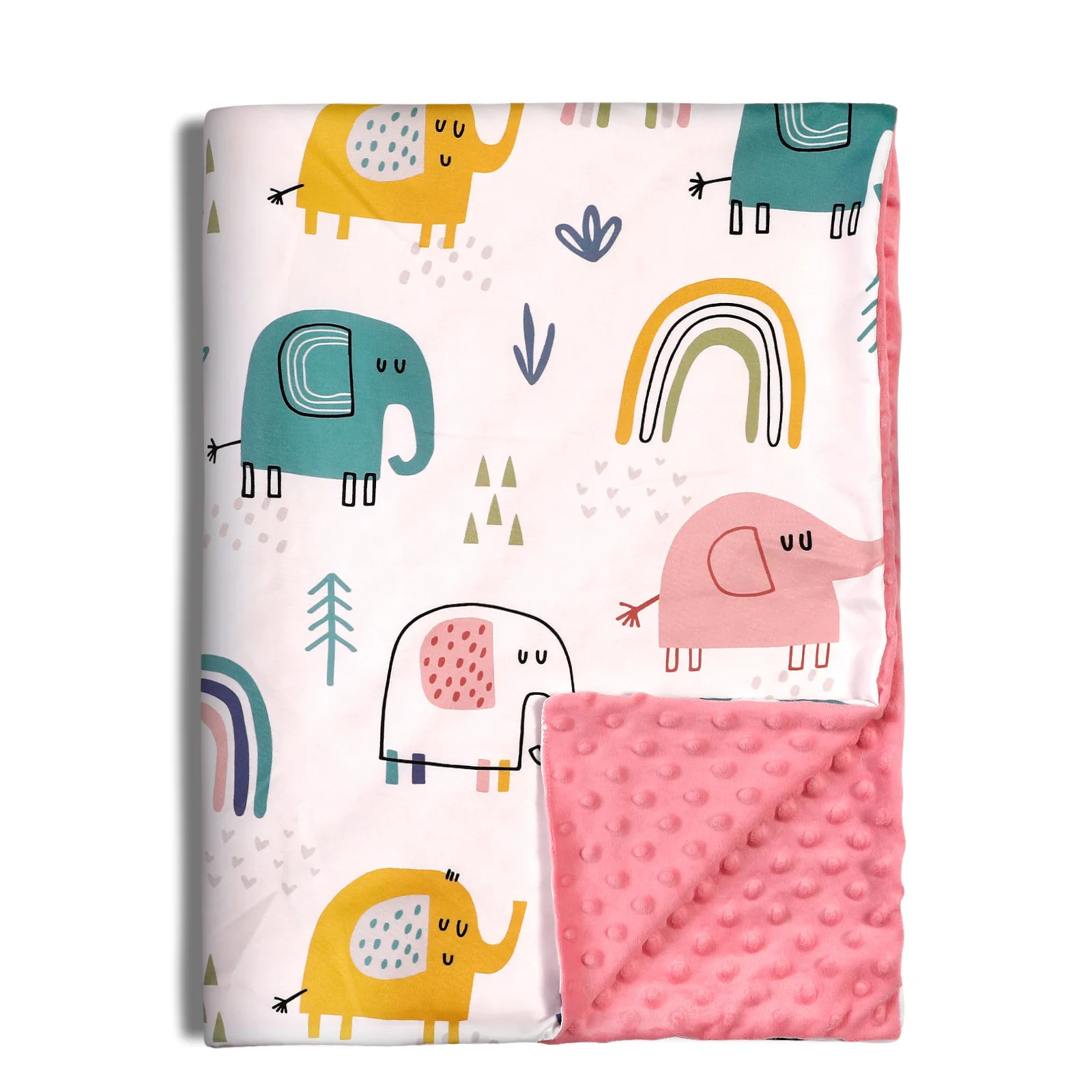 Baby Minky Blankets Cartoon Toddler Blanket for Boys Girls Sensory Bedding Blanket with Dotted Backing Double Layer