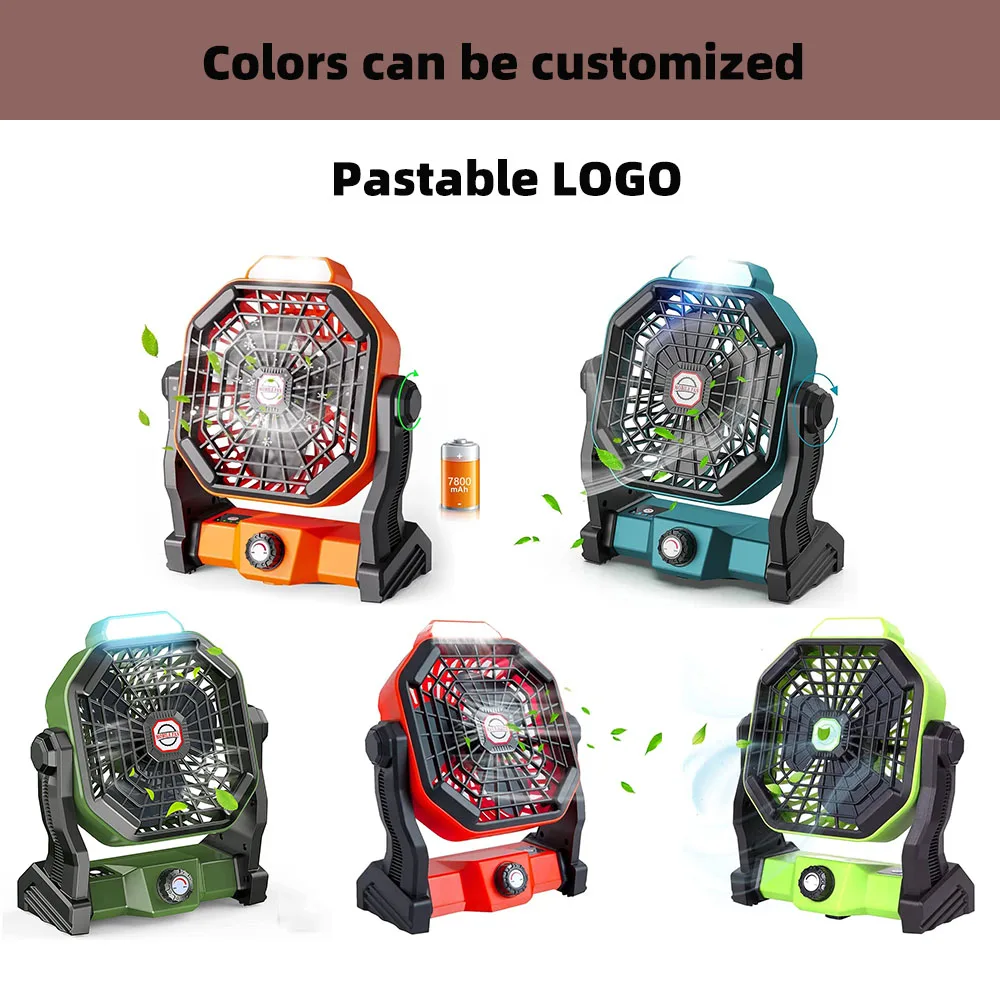 Hook Portable Camping Fan With Led Light Camping Fan Rechargeable Camping Light Outdoor Fan