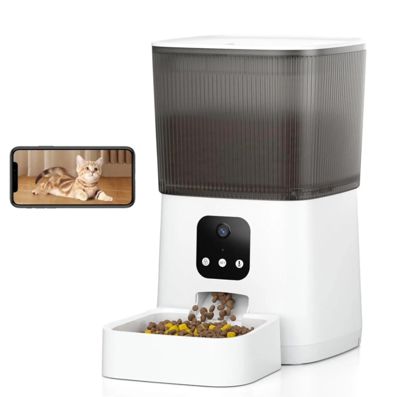 6L Factory Custom Automatic Animal Feeding Cat Smart Pet Food Dispenser Remote Control Animal Feeding With Camera