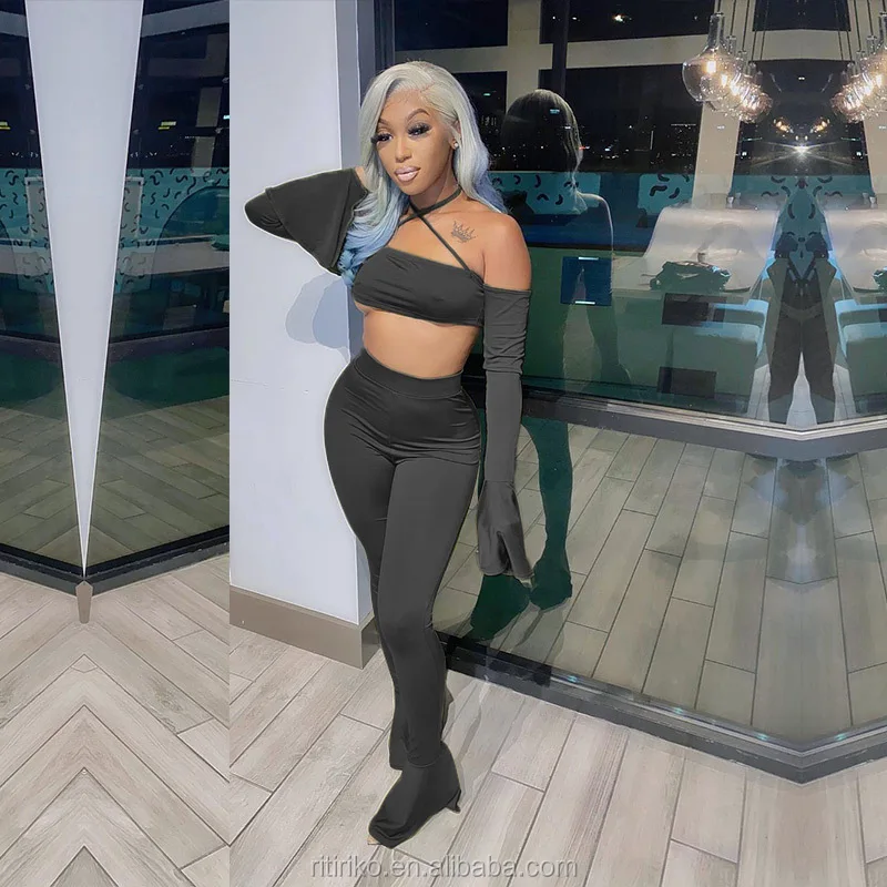 Модные сексуальные штаны, комплект из 2 предметов, свитшот, сексуальный комплект из двух предметов для бега, женская одежда