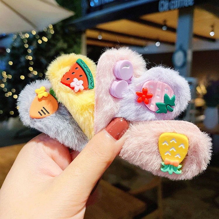 5 pcs sets/New winter arrival cartoon colorful cute Plush Hair Clip Sets