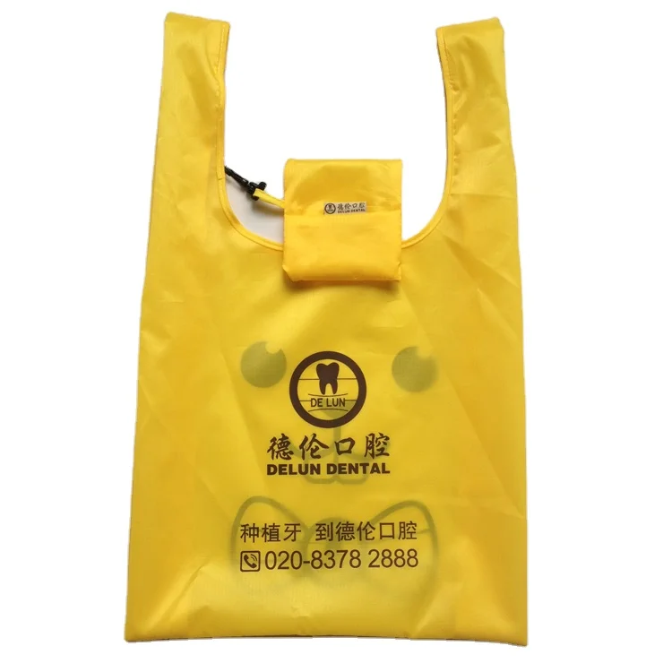 High quality nylon polyester folding tote bag into pouch