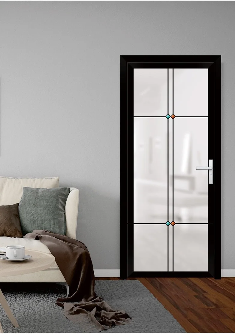 Cheap price latest model aluminium frame  frosted glass waterproof bathroom door