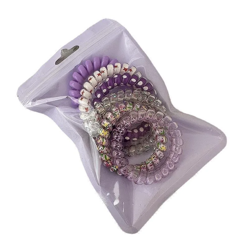 YT 6pcs/Bag New Girl Cute Candy Elastic Hair Accessories Scrunchies Telephone Line Hair Band Hair Ties Set for Women