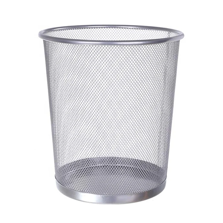 Household Office Waste Paper Basket Iron Wire Trash Can Mesh Waste Paper Bin