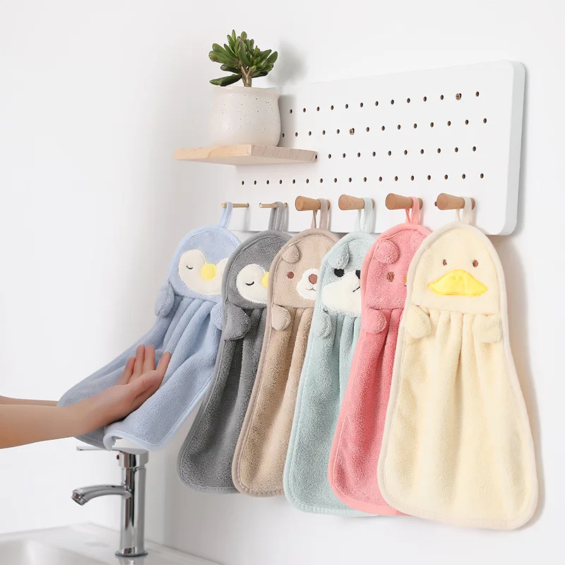 Fashion cartoon animal kitchen towel holder micro fiber absorbent towel hand dry terry towel