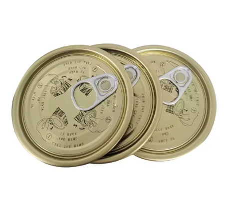 TFS Tin Free Steel 83.3mm 99mm #307 #401 EOE Easy Open Ends Lids with Golden Yellow Coating for Fish in Oil Meat Canned Food