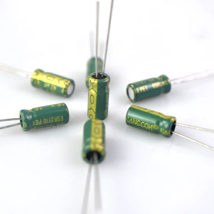 Promotion price capacitor  gold lettering on green background with modern aluminum electrolytic capacitors