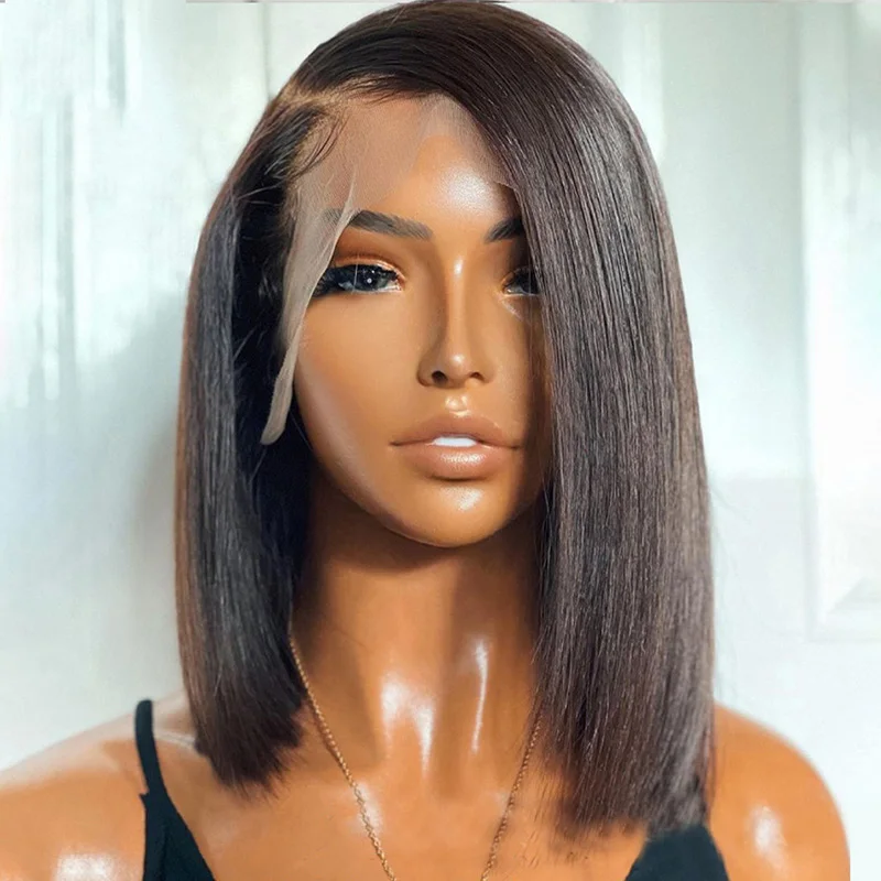 Lace Closure Short Bob Wig Hd 360 Full Lace Frontal Wigs Brazilian Machine Made Perruques Pixie Cut Lace Front Human Hair Wig