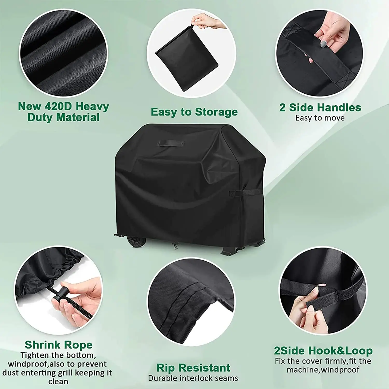 High quality 420D Oxford Waterproof Grill Cover Black outdoor patio Grill waterproof and dust cover