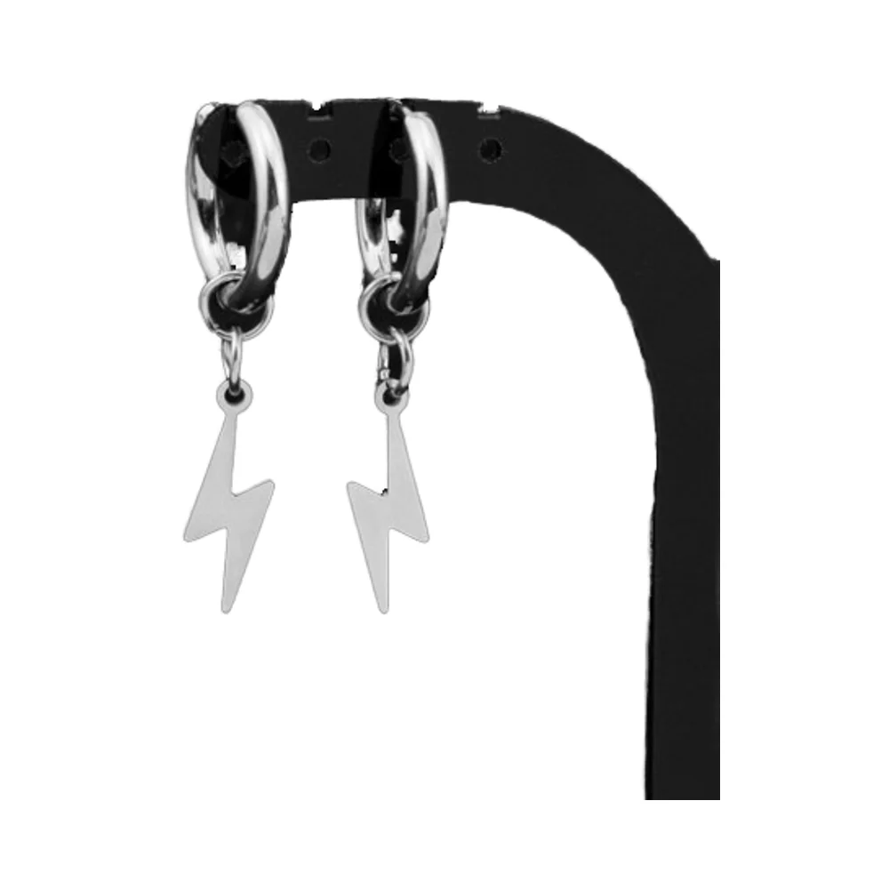 Japan South Korea Trendy Stainless Steel Fashion Simple Tempe Earrings Small Circle Smooth Cross Pendant Unisex Silver Plated